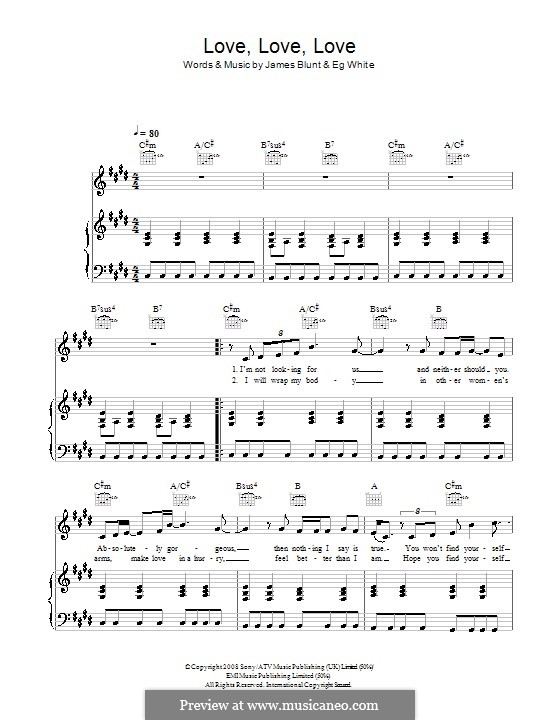 Love Love Love: For voice and piano (or guitar) by Eg White