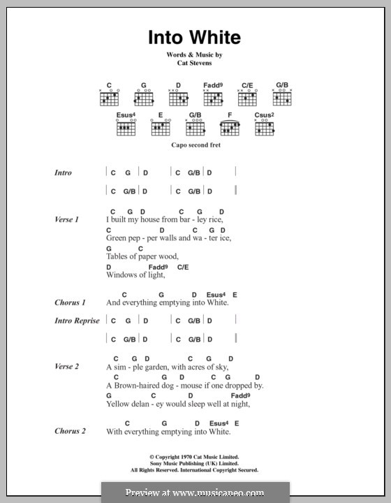 Into White: Lyrics and chords by Cat Stevens