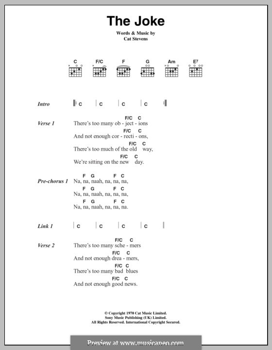 The Joke: Lyrics and chords by Cat Stevens