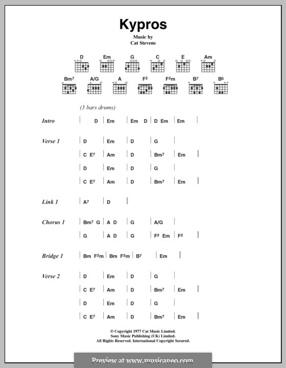 Kypros: Lyrics and chords by Cat Stevens