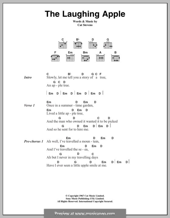 The Laughing Apple: Lyrics and chords by Cat Stevens