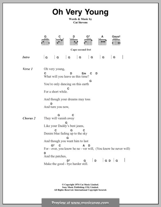 Oh Very Young: Lyrics and chords by Cat Stevens