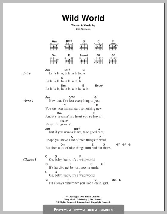 Wild World: Lyrics and chords by Cat Stevens