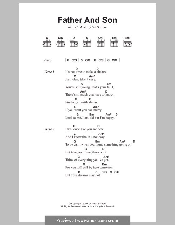 Father and Son (Boyzone): Lyrics and chords by Cat Stevens