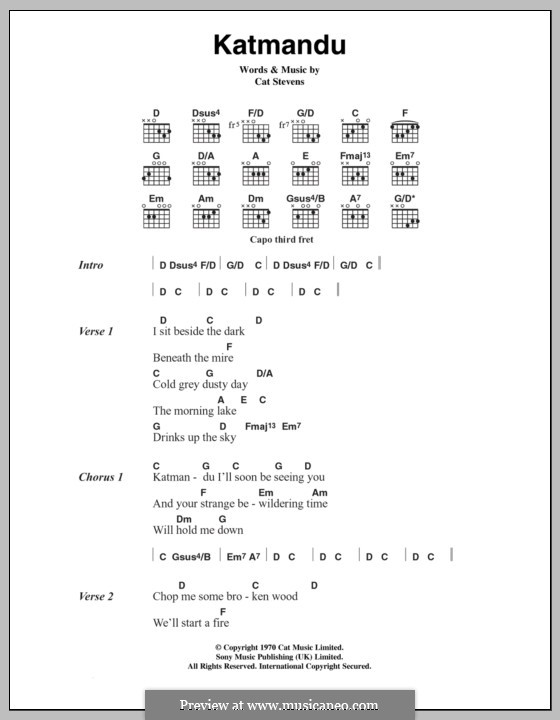 Katmandu: Lyrics and chords by Cat Stevens