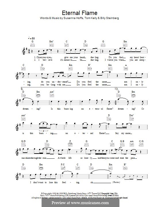 Eternal Flame By B Steinberg S Hoffs T Kelly On Musicaneo Downloadable sheet music for eternal flame by the artist the bangles in piano chords/lyrics format. melody line lyrics and chords
