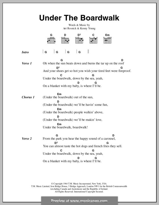 Under the Boardwalk (The Drifters): Lyrics and chords by Art Resnick, Kenny Young