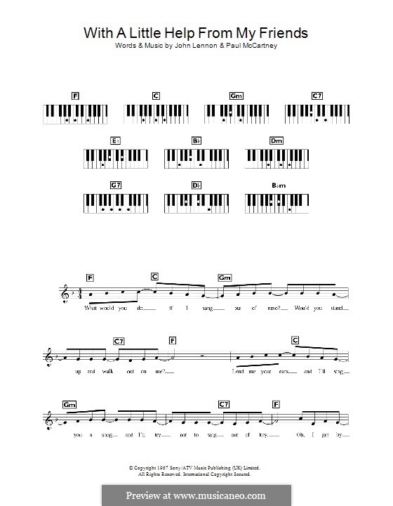 With a Little Help from My Friends (The Beatles): For keyboard by John Lennon, Paul McCartney