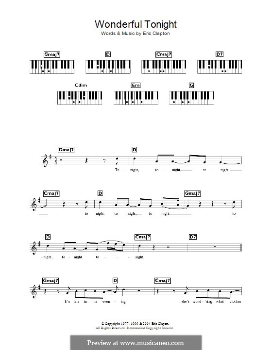 Wonderful Tonight: For keyboard by Eric Clapton