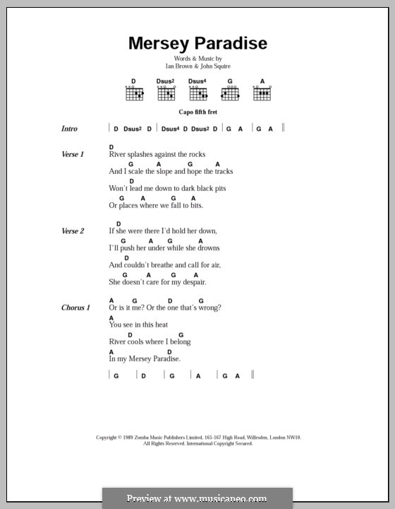 Mersey Paradise (The Stone Roses): Lyrics and chords by Ian Brown, John Squire