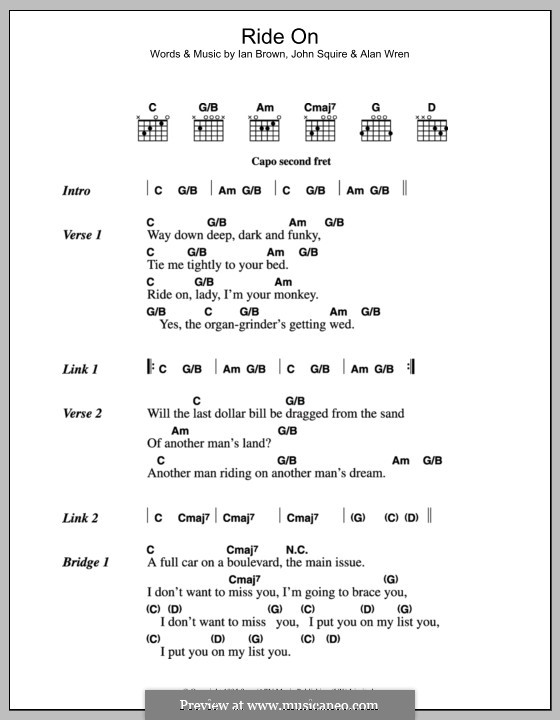 Ride On (The Stone Roses): Lyrics and chords by Alan Wren, Ian Brown, John Squire