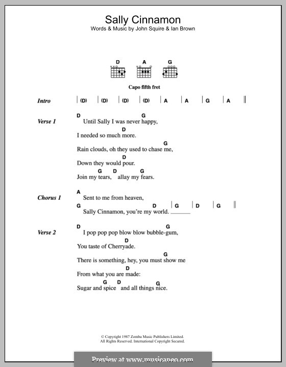 Sally Cinnamon (The Stone Roses): Lyrics and chords by Ian Brown, John Squire