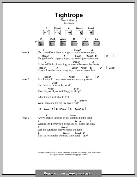 Tightrope (The Stone Roses) by J. Squire - sheet music on MusicaNeo