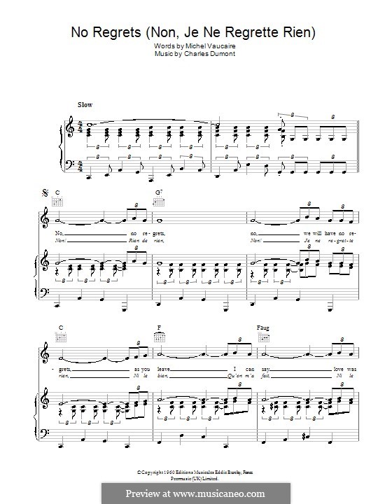 No Regrets Non Je Ne Regrette Rien By C Dumont On Musicaneo No Regrets Non Je Ne Regrette Rien By C Dumont On Musicaneo