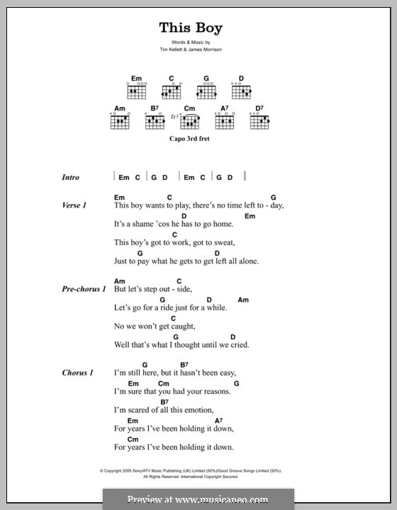 This Boy: Lyrics and chords by James Morrison, Tim Kellett