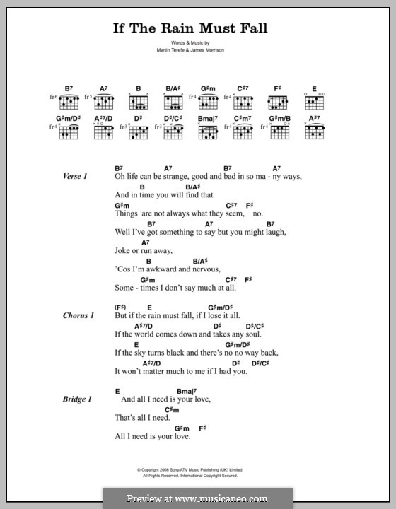 If the Rain Must Fall: Lyrics and chords by Martin Terefe