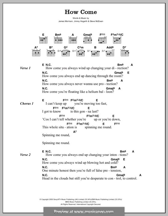 How Come (James Morrison): Lyrics and chords by Jimmy Hogarth, Steve McEwan