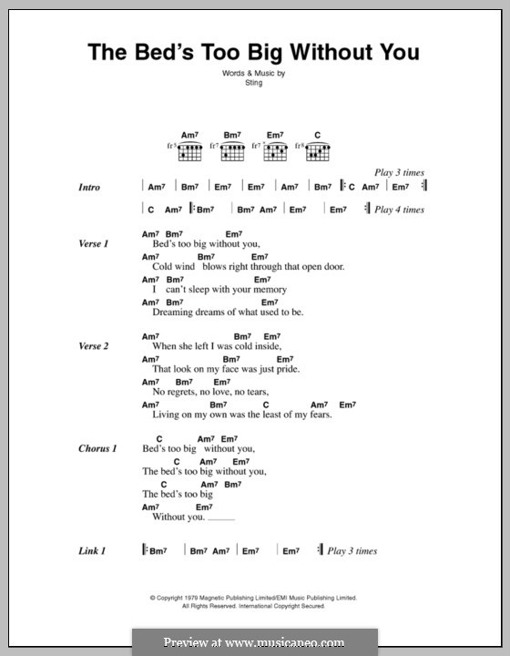 The Bed's Too Big without You (The Police) by Sting on MusicaNeo