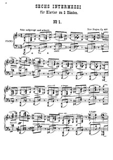 Six Intermezzi for Piano, Op.45a: Complete set by Max Reger