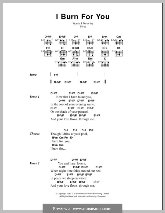 I Burn for You by Sting sheet music on MusicaNeo I Burn for You by Sting sheet music on MusicaNeo