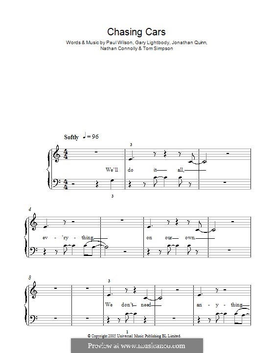 Chasing Cars (Snow Patrol): For easy piano by Gary Lightbody, Jonathan Quinn, Nathan Connolly, Paul Wilson, Tom Simpson