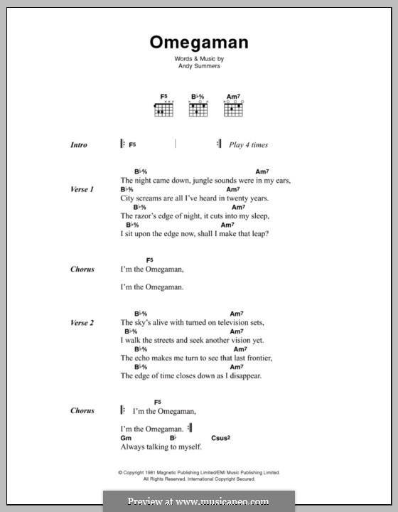 Omegaman (The Police): Lyrics and chords by Andy Summers