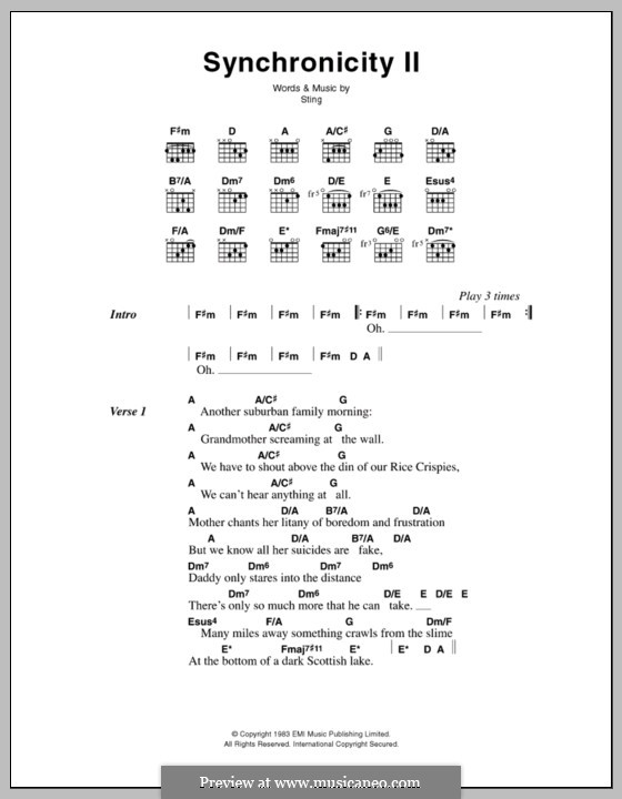 Synchronicity II (The Police): Lyrics and chords by Sting