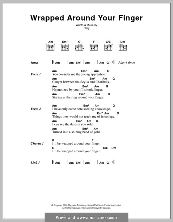 Wrapped Around Your Finger (The Police): Lyrics and chords by Sting