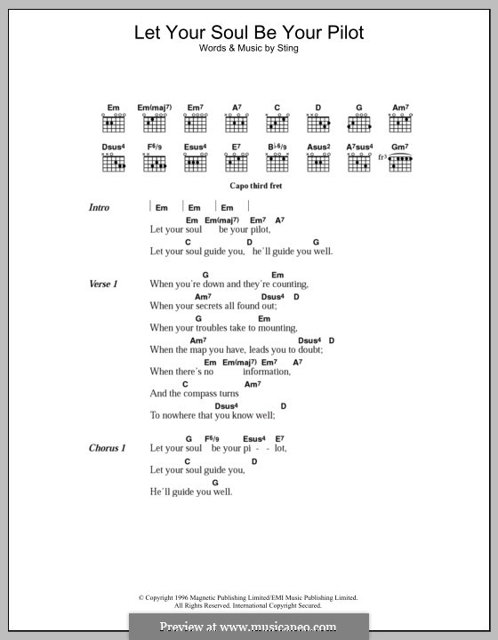 Let Your Soul Be Your Pilot: Lyrics and chords by Sting