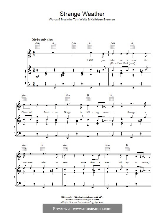 Strange Weather: For voice and piano (or guitar) by Kathleen Brennan, Tom Waits