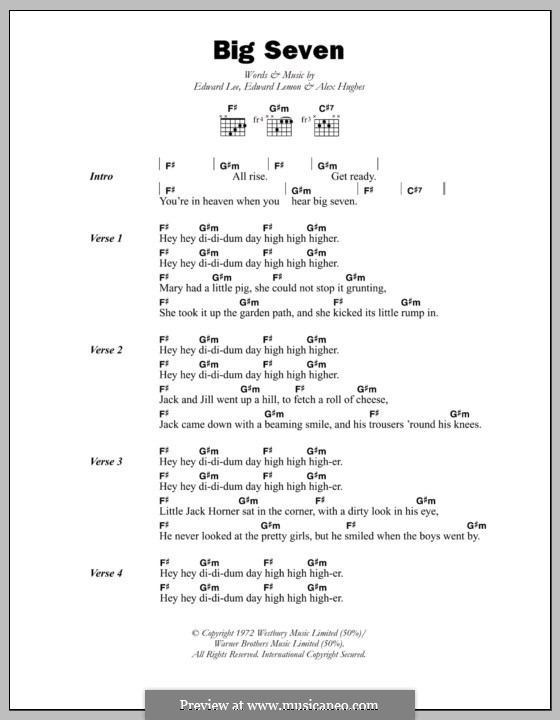 Big Seven (Judge Dread): Lyrics and chords by Alex Hughes, Edward Lee, Edward Lemon