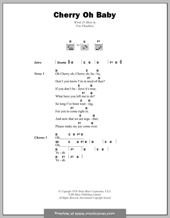 Cherry Oh Baby (The Rolling Stones): Lyrics and chords by Eric Donaldson