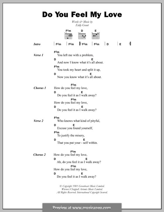 Do You Feel My Love: Lyrics and chords by Eddy Grant