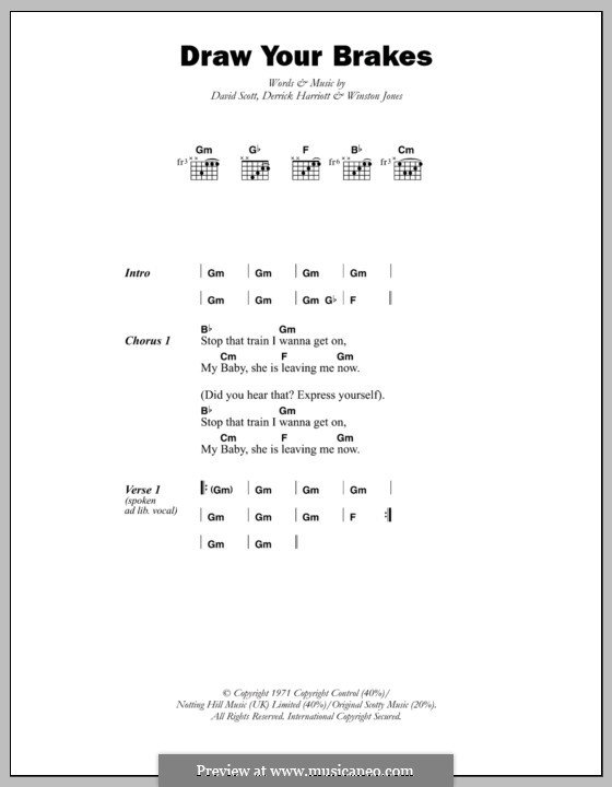 Draw Your Brakes (Scotty) by D. Scott, D. Harriott, W. Jones on MusicaNeo