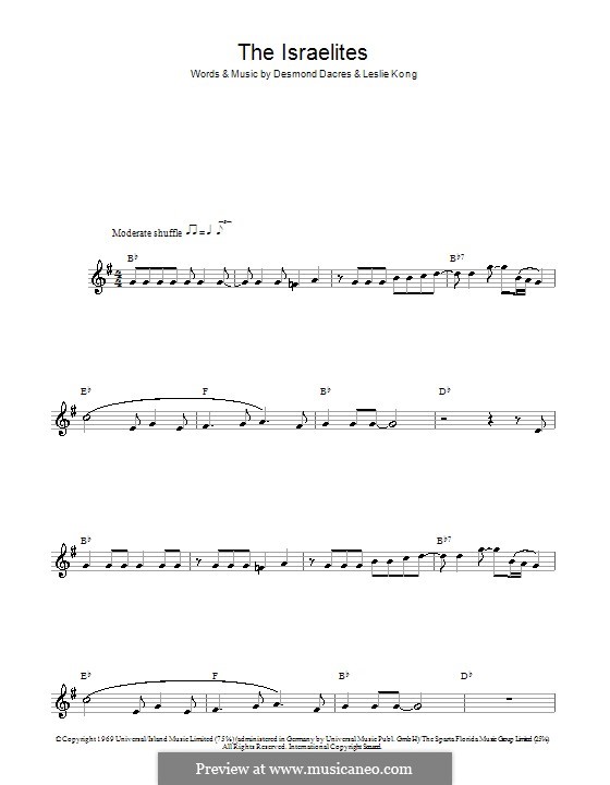 The Israelites (Desmond Dekker): For saxophone by Desmond Dacres, Leslie Kong