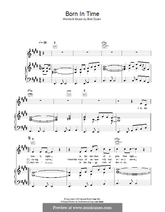 Born in Time: For voice and piano (or guitar) by Bob Dylan