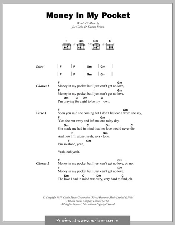 Money in My Pocket: Lyrics and chords by Joseph Gibbs