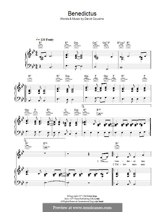 Benedictus (The Strawbs): For voice and piano (or guitar) by David Cousins