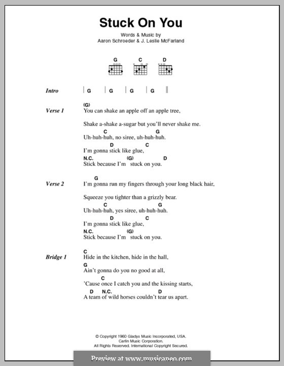 Stuck on You (Elvis Presley): Lyrics and chords by Aaron Schroeder, J. Leslie McFarland