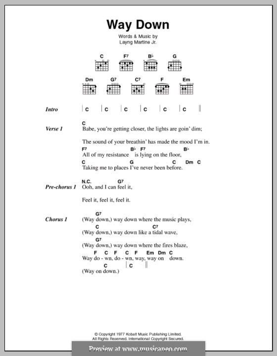 Way Down (Elvis Presley): Lyrics and chords by Layng Martine Jr.