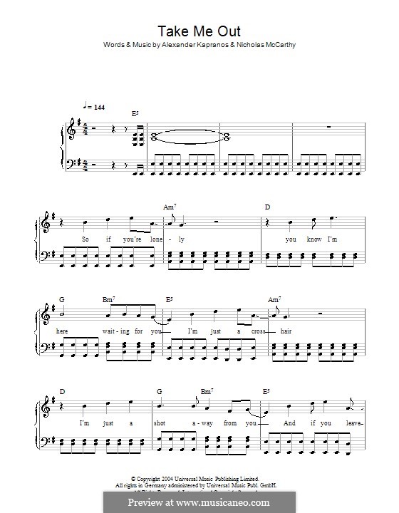 Take Me Out (Franz Ferdinand): For easy piano by Alexander Kapranos, Nicholas McCarthy