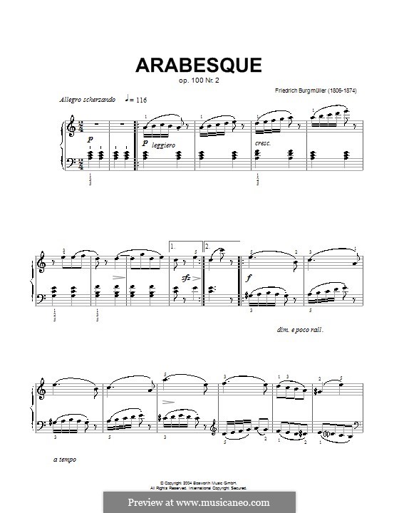 No.2 Arabesque: For piano by Johann Friedrich Burgmüller