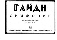 Symphonies (Collection): Volume III. Version for piano four hands by Joseph Haydn