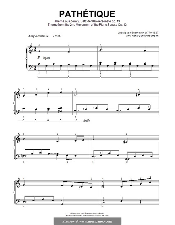 Movement II (Printable scores): Version by Hans-Günter Heumann by Ludwig van Beethoven
