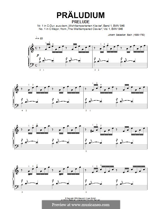 Prelude and Fugue No.1 in C Major, BWV 846: Prelude by Johann Sebastian Bach