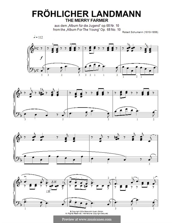 No.10 Fröhlicher Landmann (The Happy Farmer): For piano (high quality sheet music) by Robert Schumann