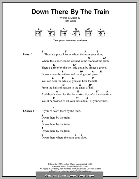 Down There By the Train: Lyrics and chords by Tom Waits