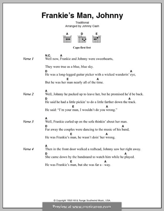 Frankie's Man, Johnny: Lyrics and chords by folklore, Johnny Cash