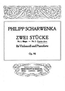 Two Pieces for Cello and Piano, Op.98: No.2 Caprice Slave by Philipp Scharwenka