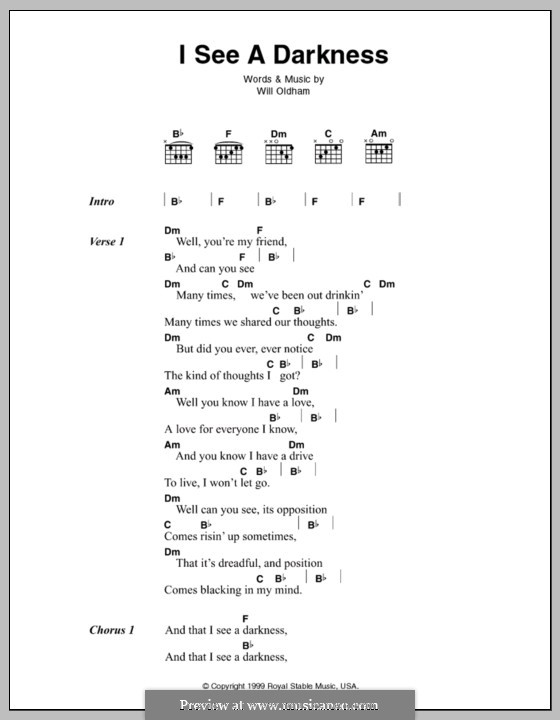 I See a Darkness: Lyrics and chords by Will Oldham